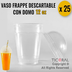 VASO FRAPPE COMBO CON TAPA DOMO 12 OZ 355 ML - LINEA NUEVA YORK x 25